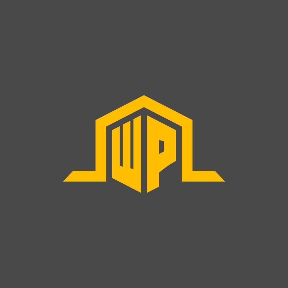 wp monogram eerste logo met zeshoek stijl ontwerp vector