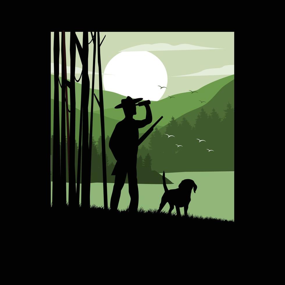 jager en hond illustratie vector