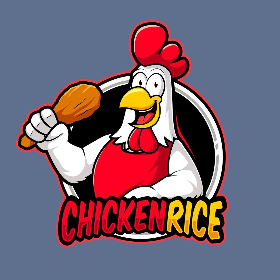 kip rijst- mascotte logo illustratieafdruk vector