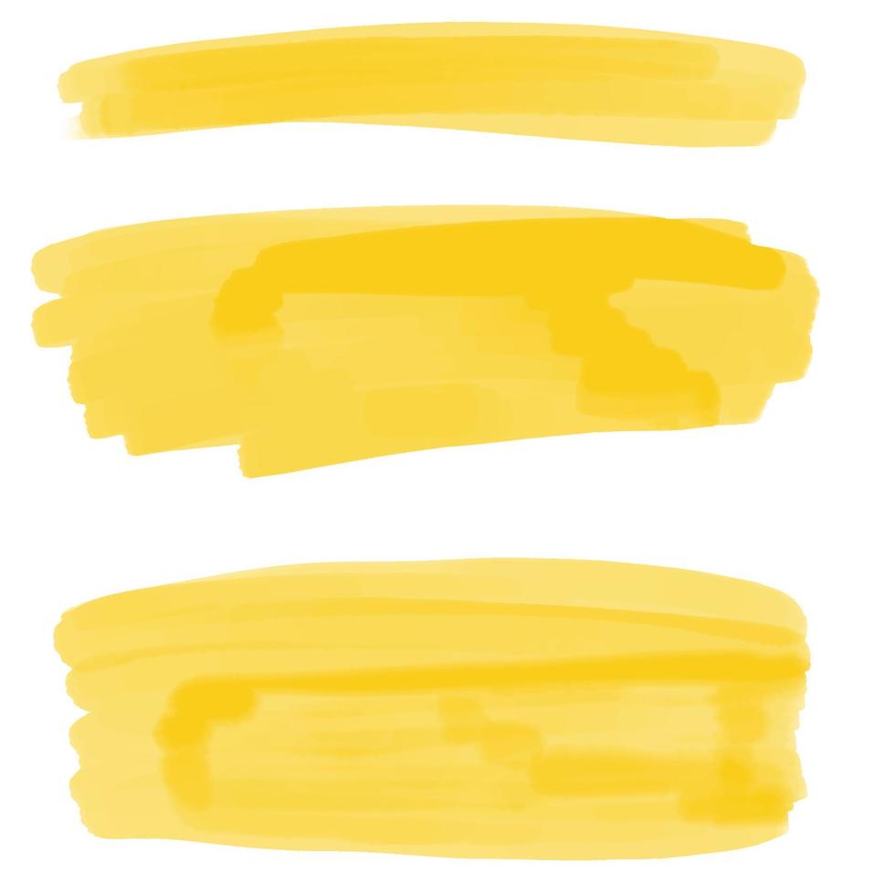 reeks geel waterverf vlekken in hand- getrokken stijl Aan wit achtergrond. vector illustratie