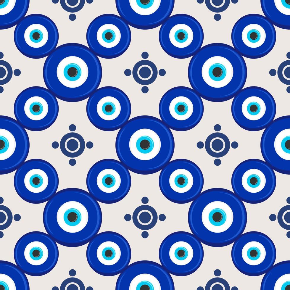 onheil oog etnisch patroon. mysticus Grieks blauw amulet. Turks traditioneel afdrukken. symbool van bescherming. vector naadloos achtergrond