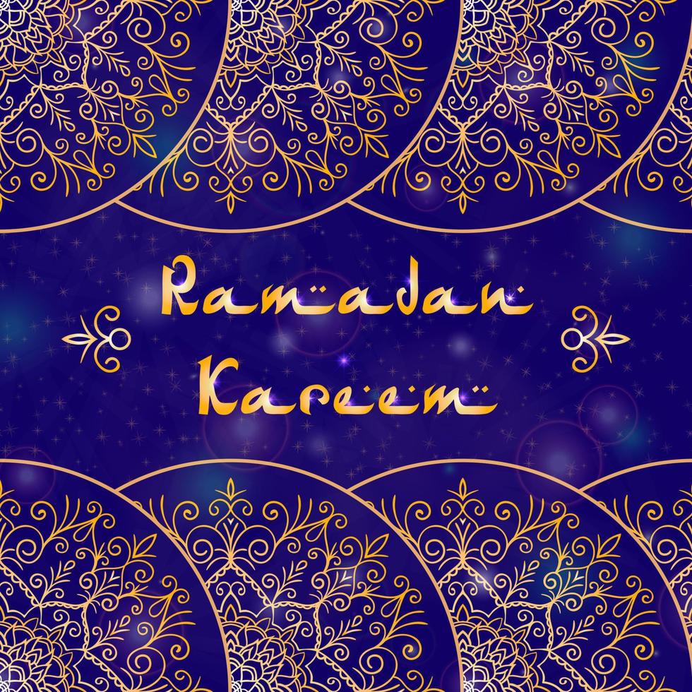 groet kaart ontwerp met tekst Ramadan kareem voor moslim festival vector