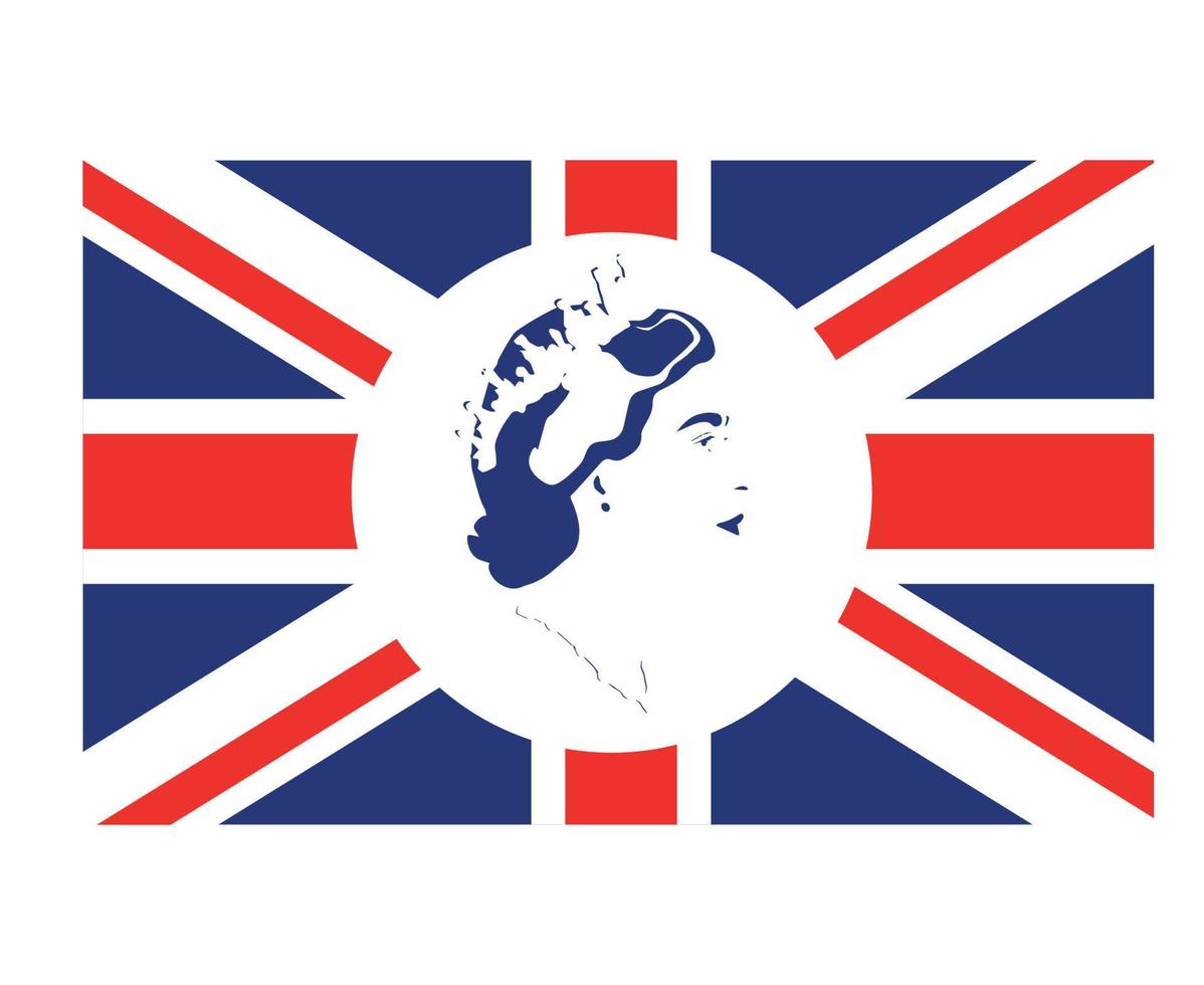 koningin Elizabeth gezicht portret blauw met Brits Verenigde koninkrijk vlag nationaal Europa embleem symbool icoon vector illustratie abstract ontwerp element