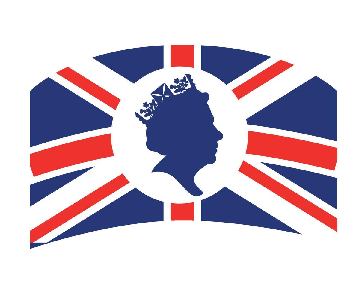 koningin Elizabeth gezicht wit en blauw met Brits Verenigde koninkrijk vlag nationaal Europa embleem vector illustratie abstract ontwerp element