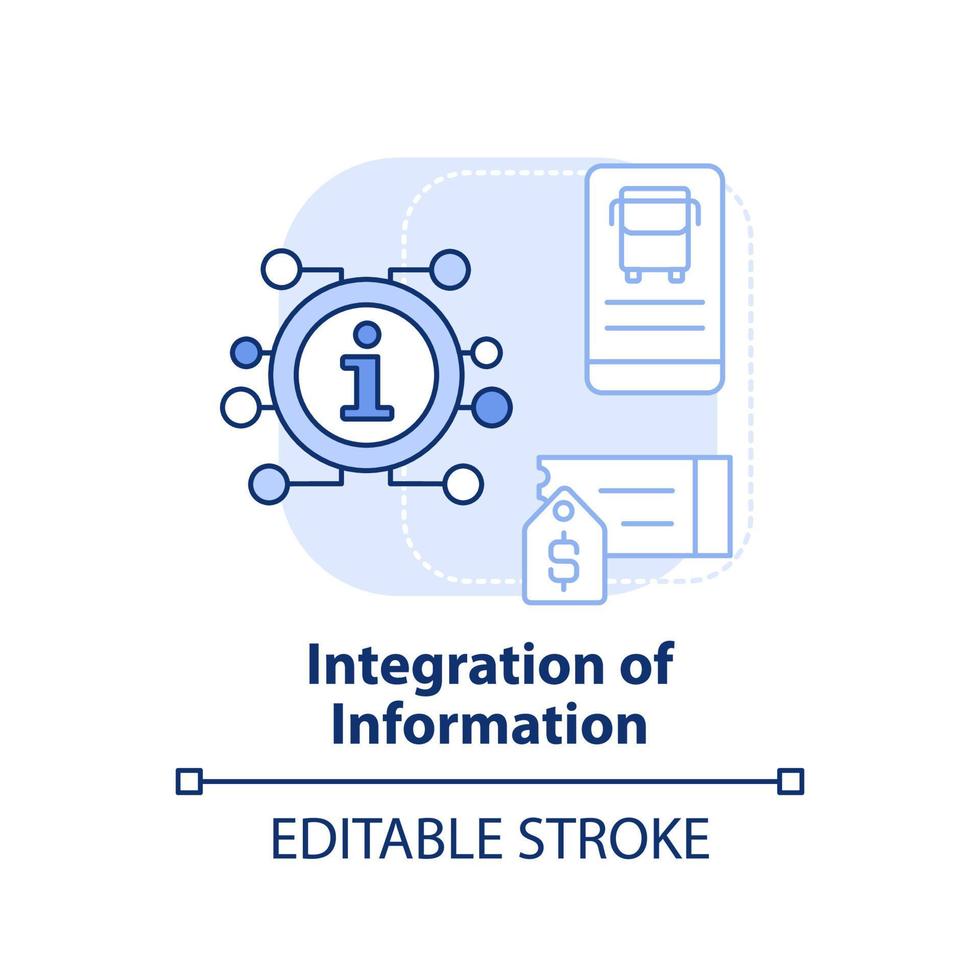 integratie van informatie licht blauw concept icoon. maas integratie niveau abstract idee dun lijn illustratie. geïsoleerd schets tekening. bewerkbare hartinfarct. vector