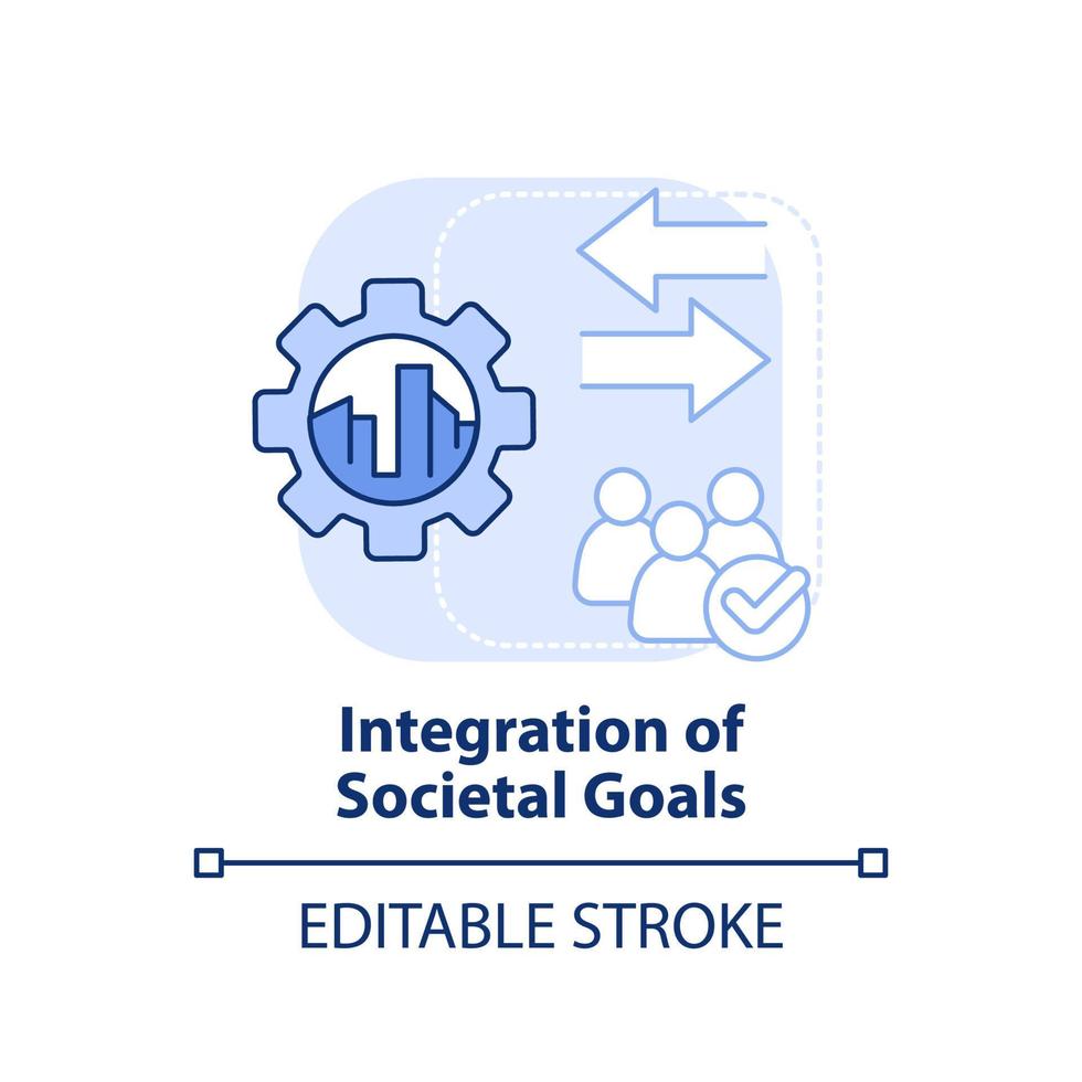 integratie van maatschappelijk doelen licht blauw concept icoon. maas integratie niveau abstract idee dun lijn illustratie. geïsoleerd schets tekening. bewerkbare hartinfarct. vector