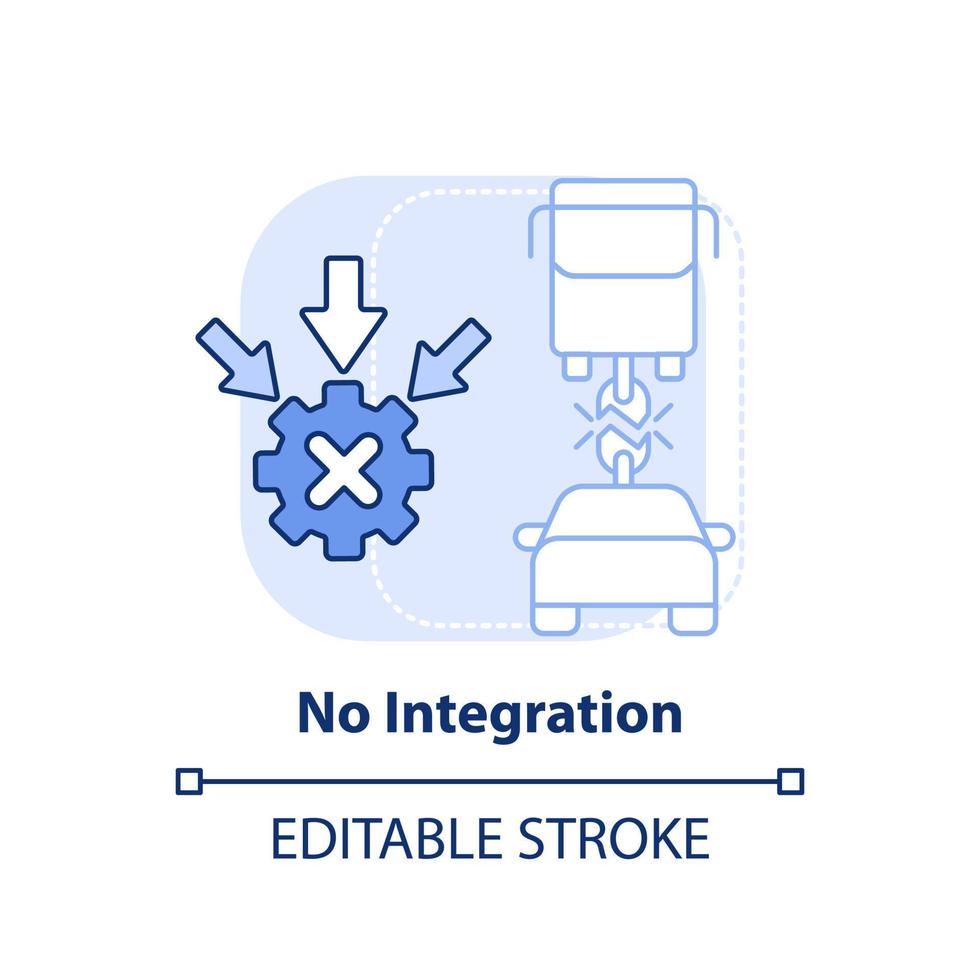 Nee integratie licht blauw concept icoon. gescheiden Diensten. maas integratie niveau abstract idee dun lijn illustratie. geïsoleerd schets tekening. bewerkbare hartinfarct. vector