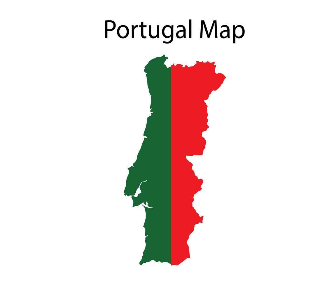 Portugal kaart vector illustratie in nationaal vlag achtergrond