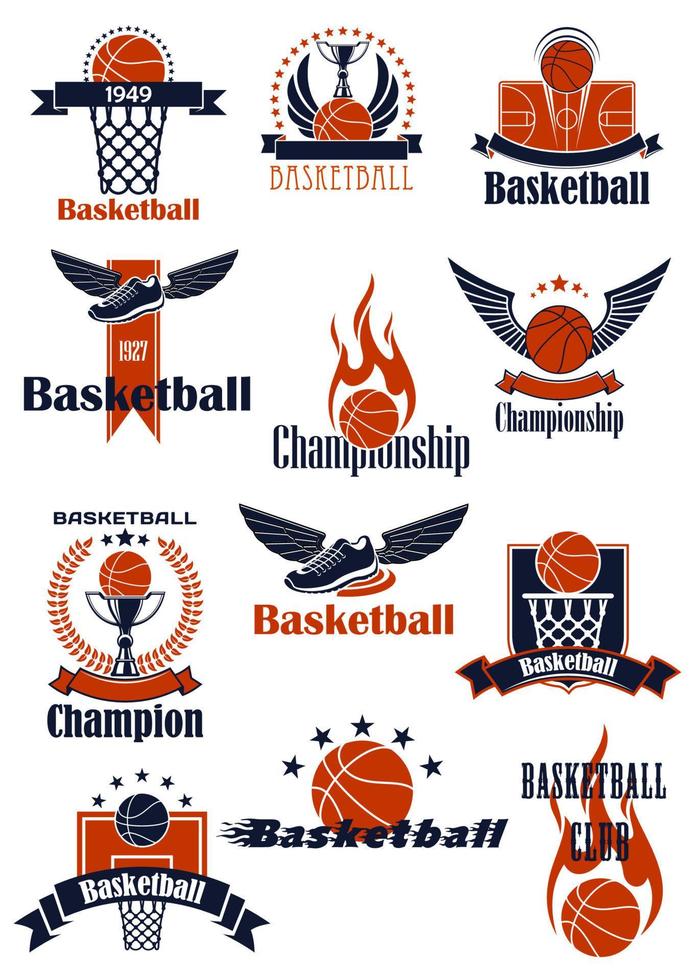 basketbal kampioenschap of sporting club emblemen vector