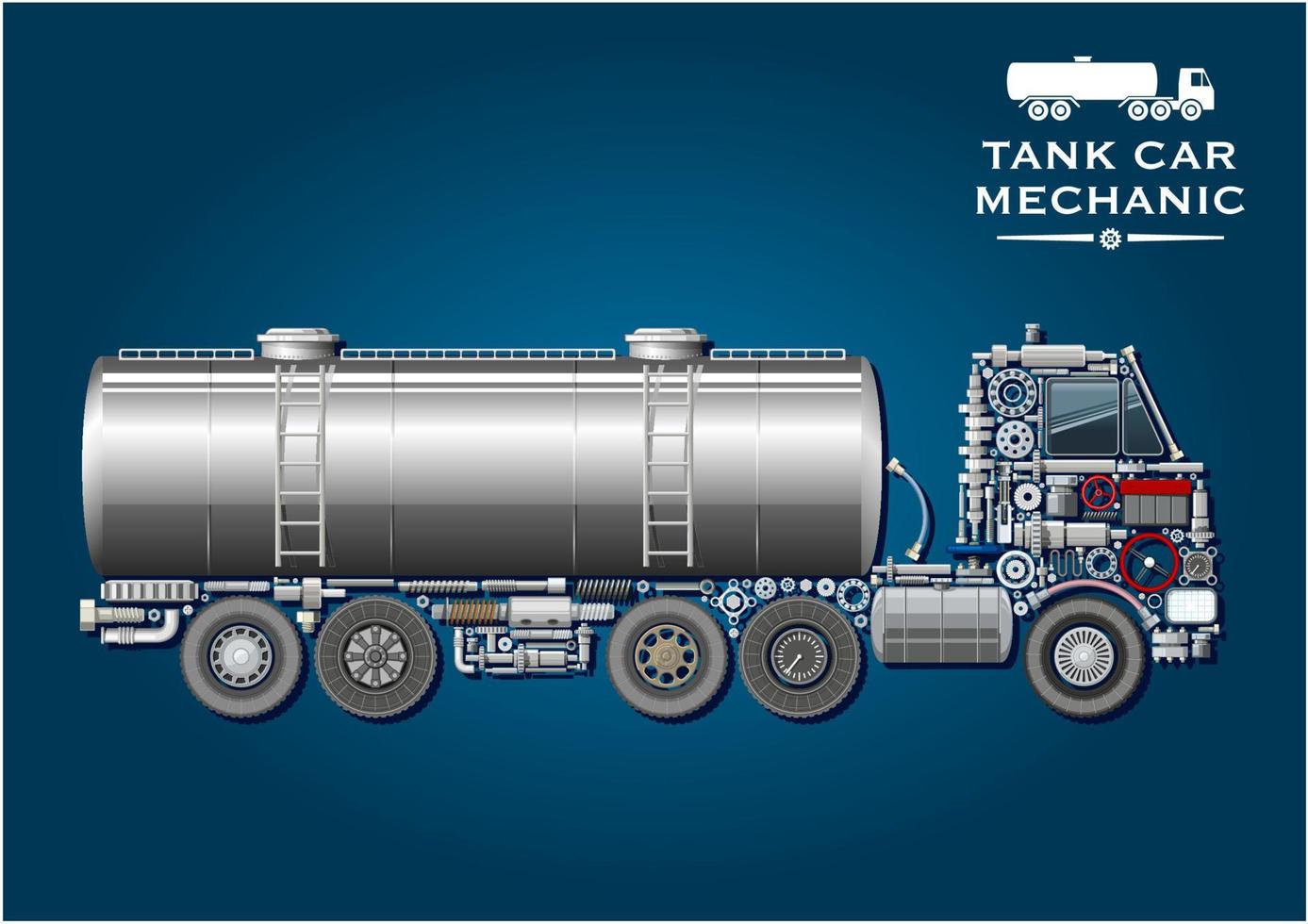 tank vrachtauto symbool gemaakt van mechanisch onderdelen vector