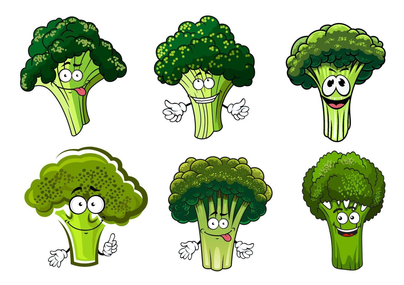 groen broccoli groenten tekenfilm tekens vector