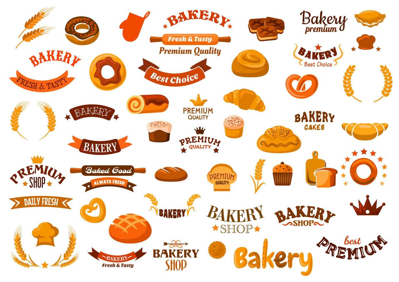 bakkerij en gebakje voedsel ontwerp elementen vector