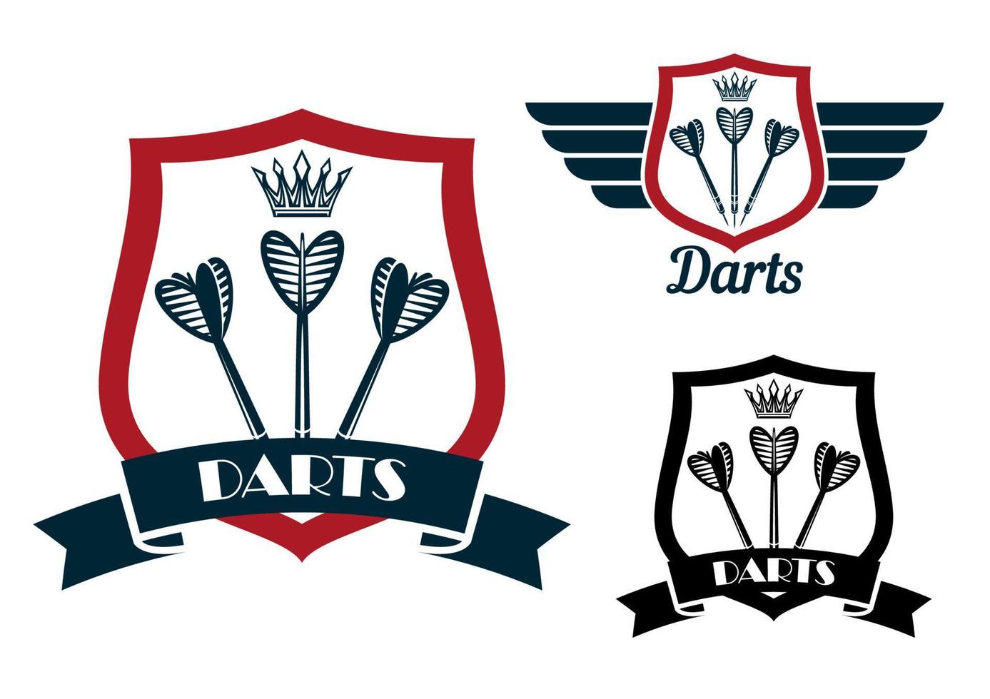 darts emblemen met pijlen Aan schilden vector