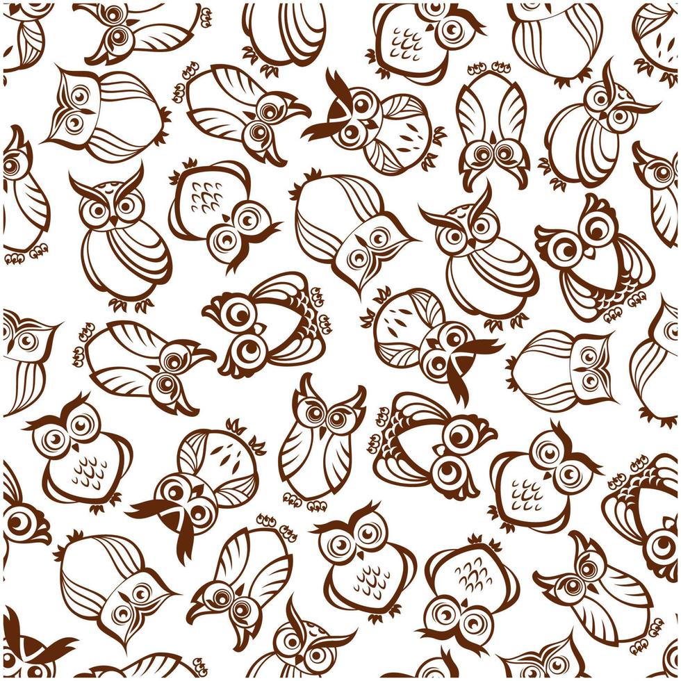 schattig schets bruin uilen naadloos patroon vector