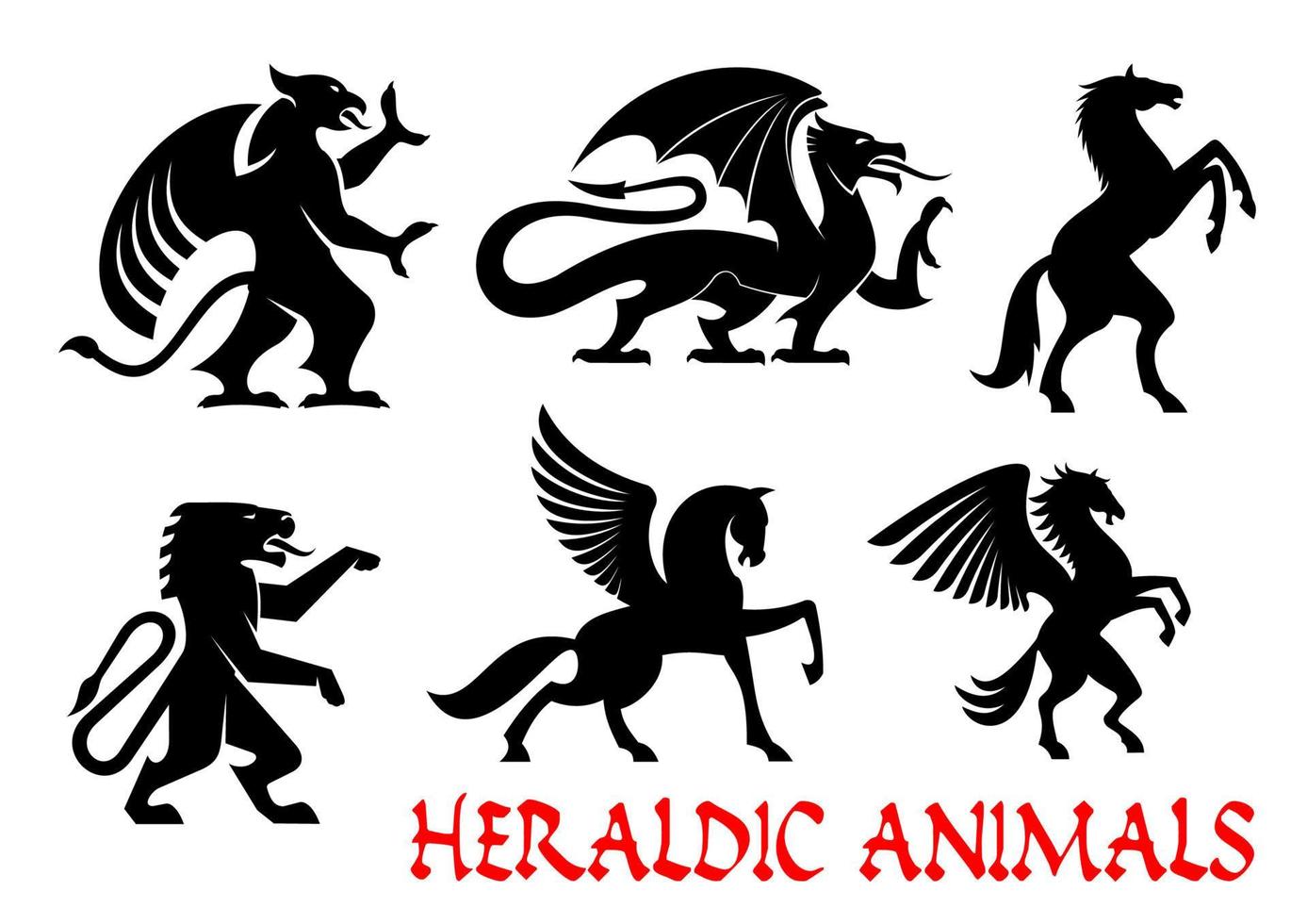heraldisch mythisch dieren emblemen vector