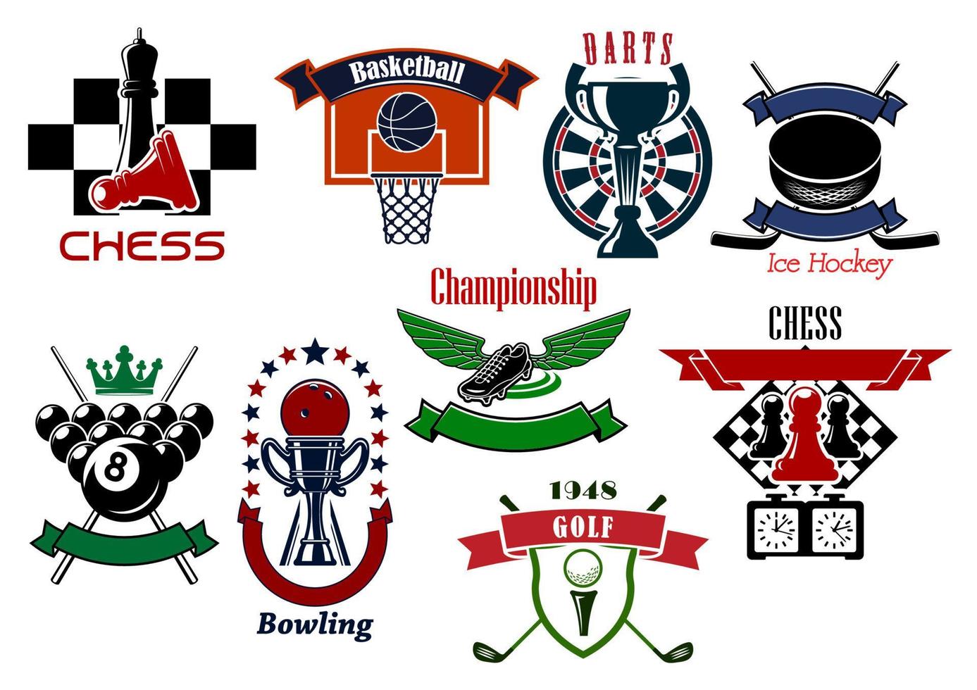 sport spellen emblemen en symbolen voor t-shirt ontwerp vector