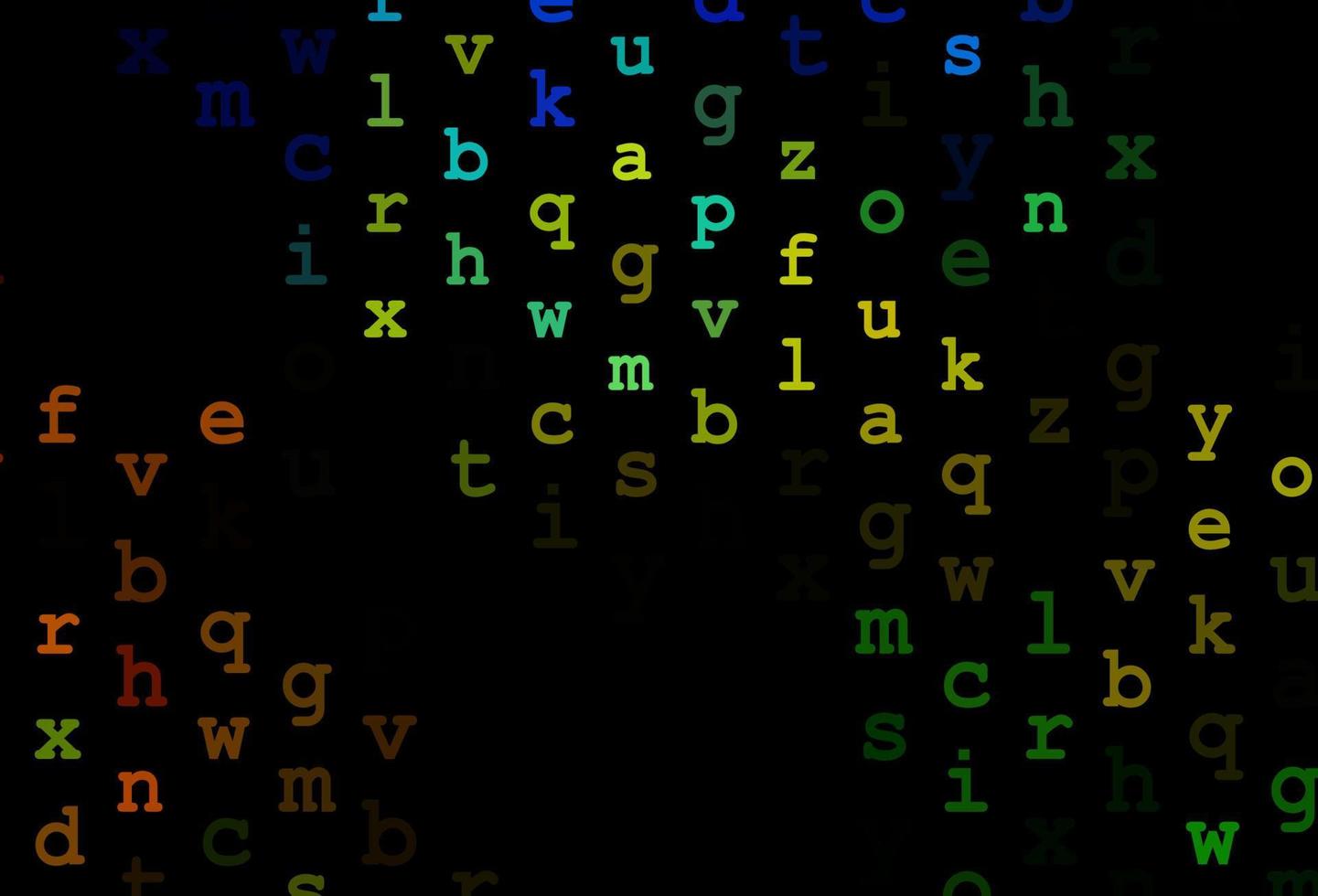donkerblauwe, gele vectorachtergrond met tekens van alfabet. vector