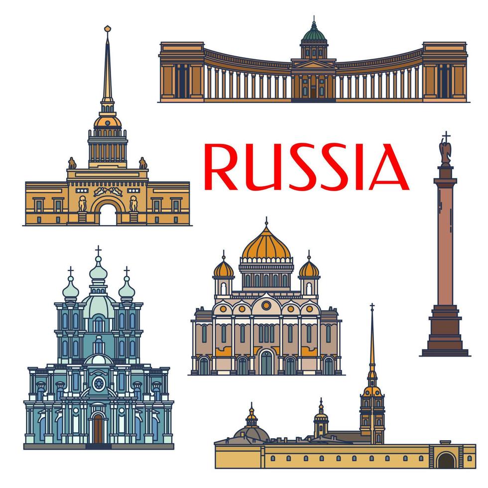 historisch gebouwen en architectuur van Rusland vector
