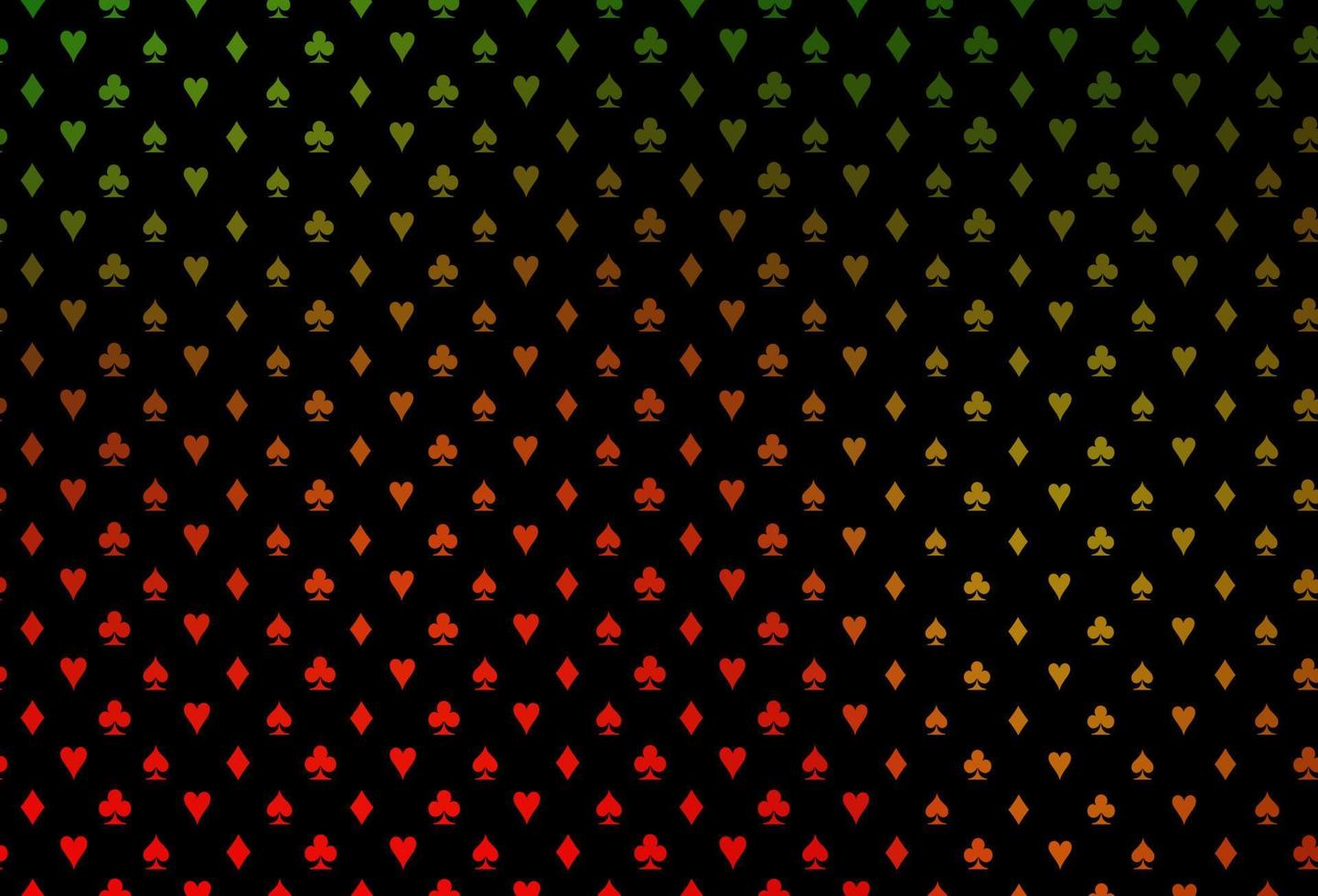 donkergroene, rode vectortextuur met speelkaarten. vector