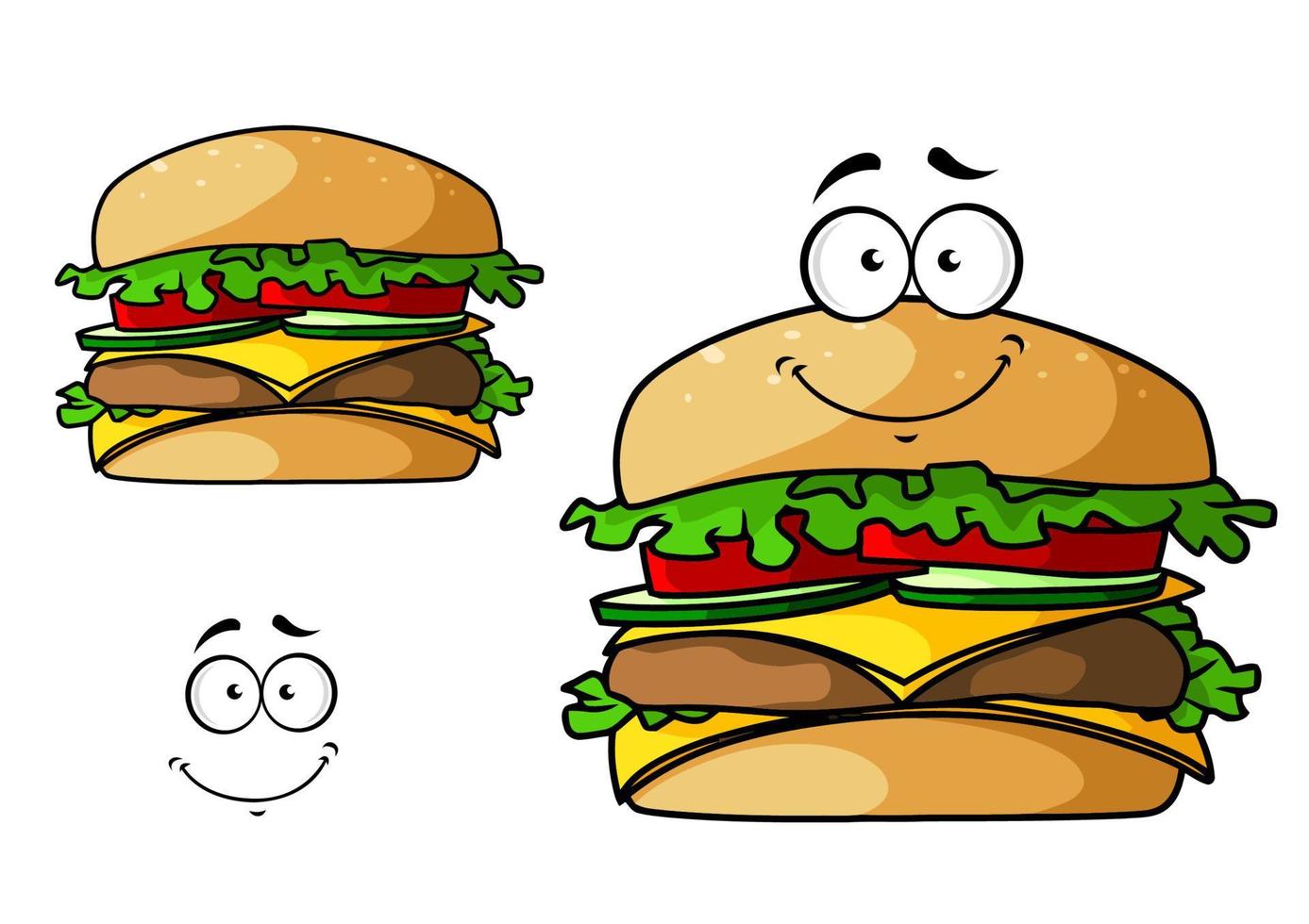 tekenfilm geïsoleerd snel voedsel cheeseburger vector