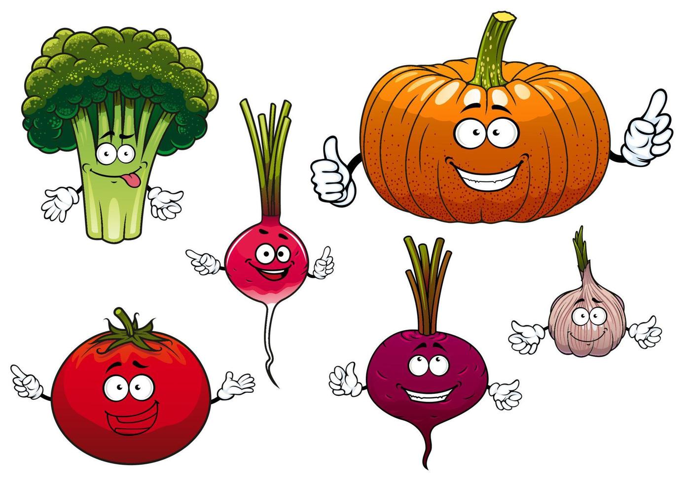 tekenfilm geïsoleerd grappig groente tekens vector
