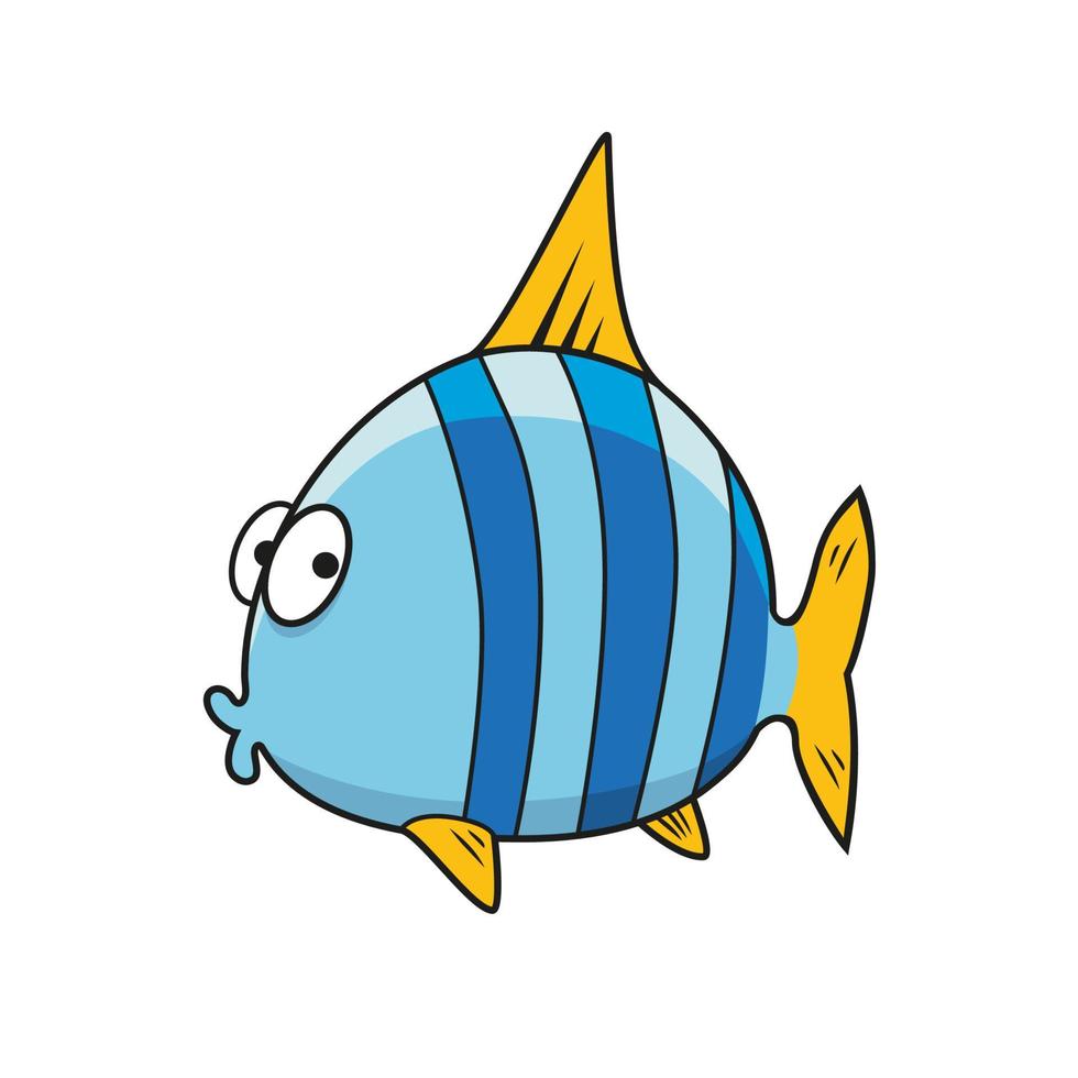 tekenfilm geïsoleerd blauw gestreept vis vector