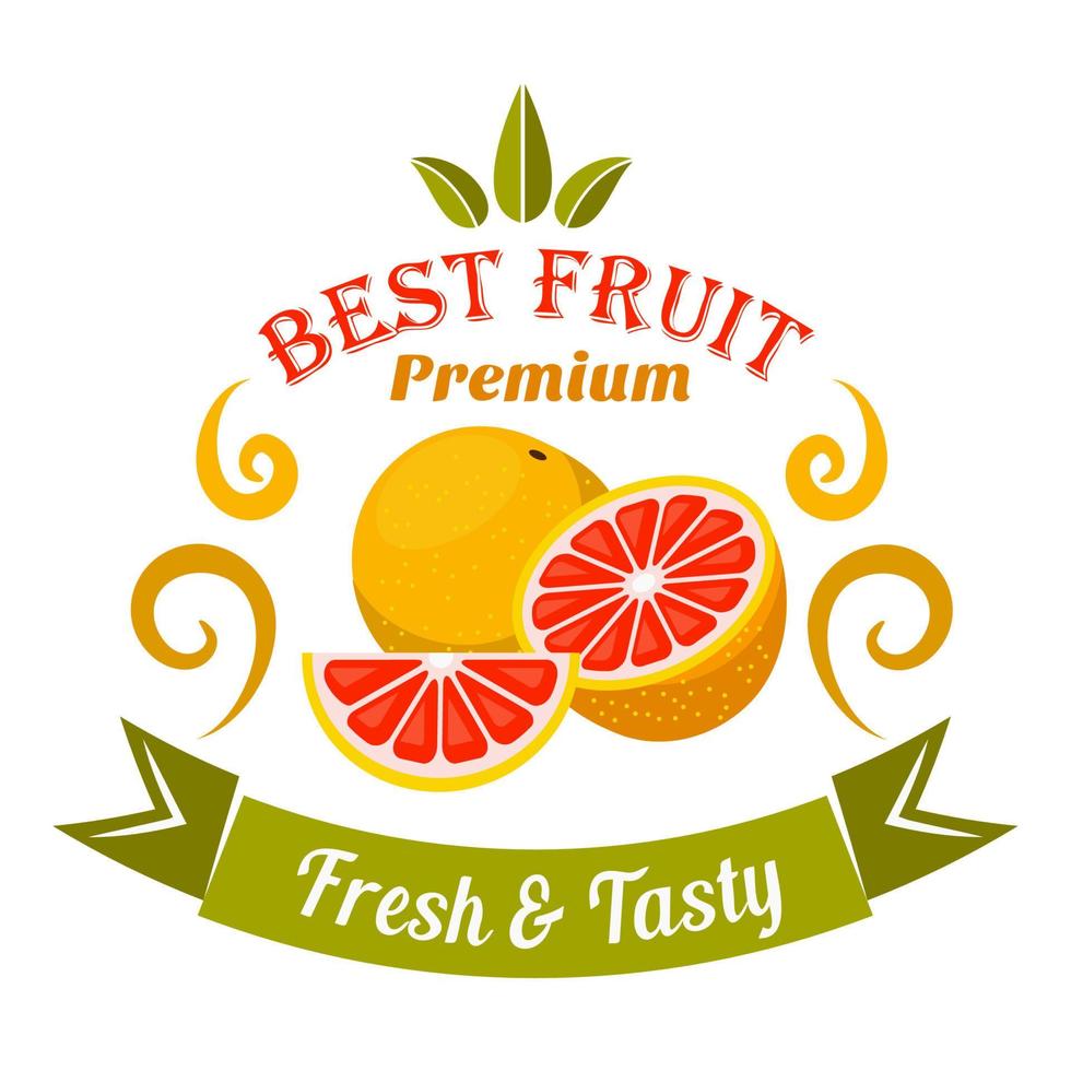 grapefruit fruit insigne voor biologisch landbouw ontwerp vector