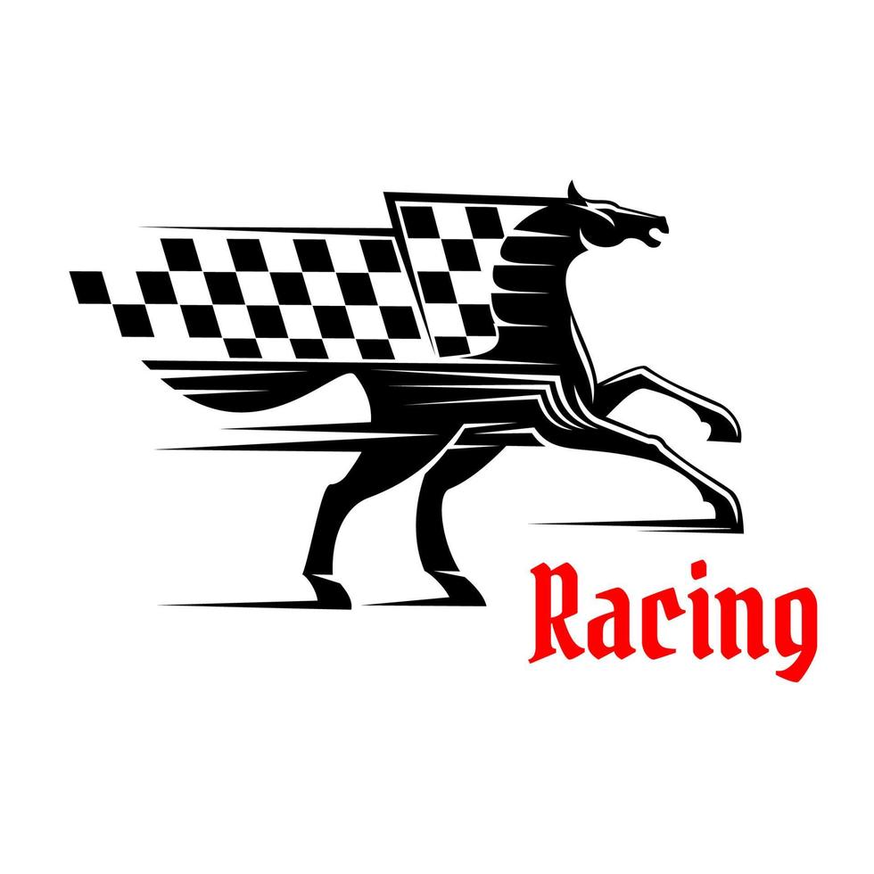 paard ras icoon met racing geruit vlag vector