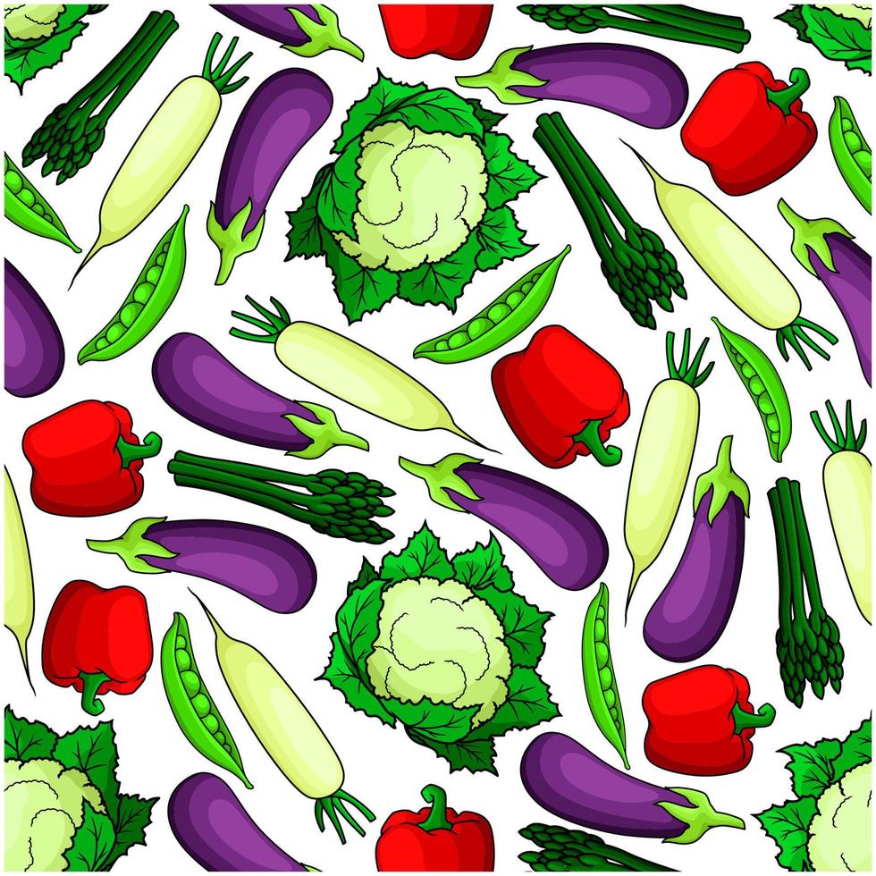 naadloos biologisch vers groenten patroon vector