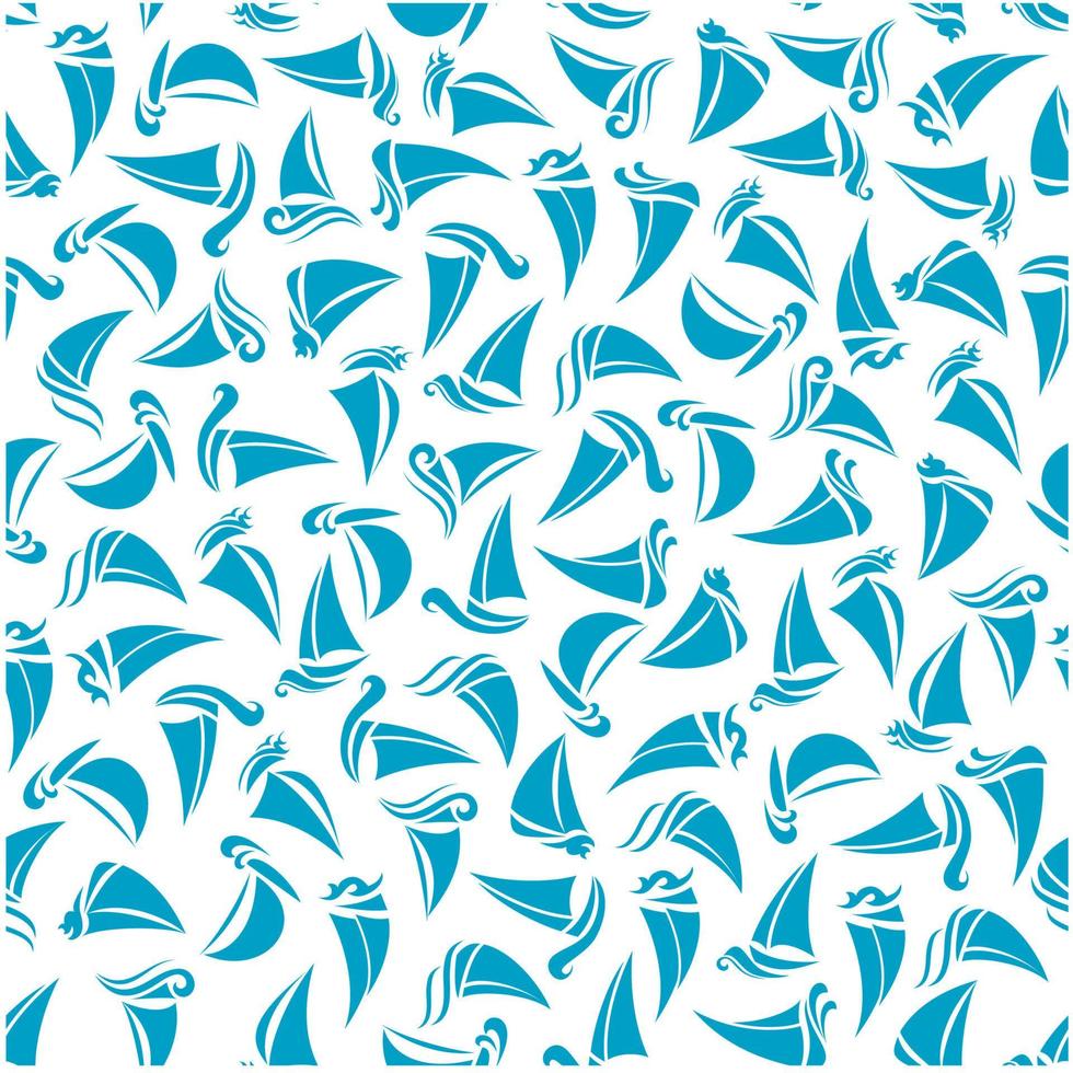 naadloos patroon verstand blauw het zeilen boten vector