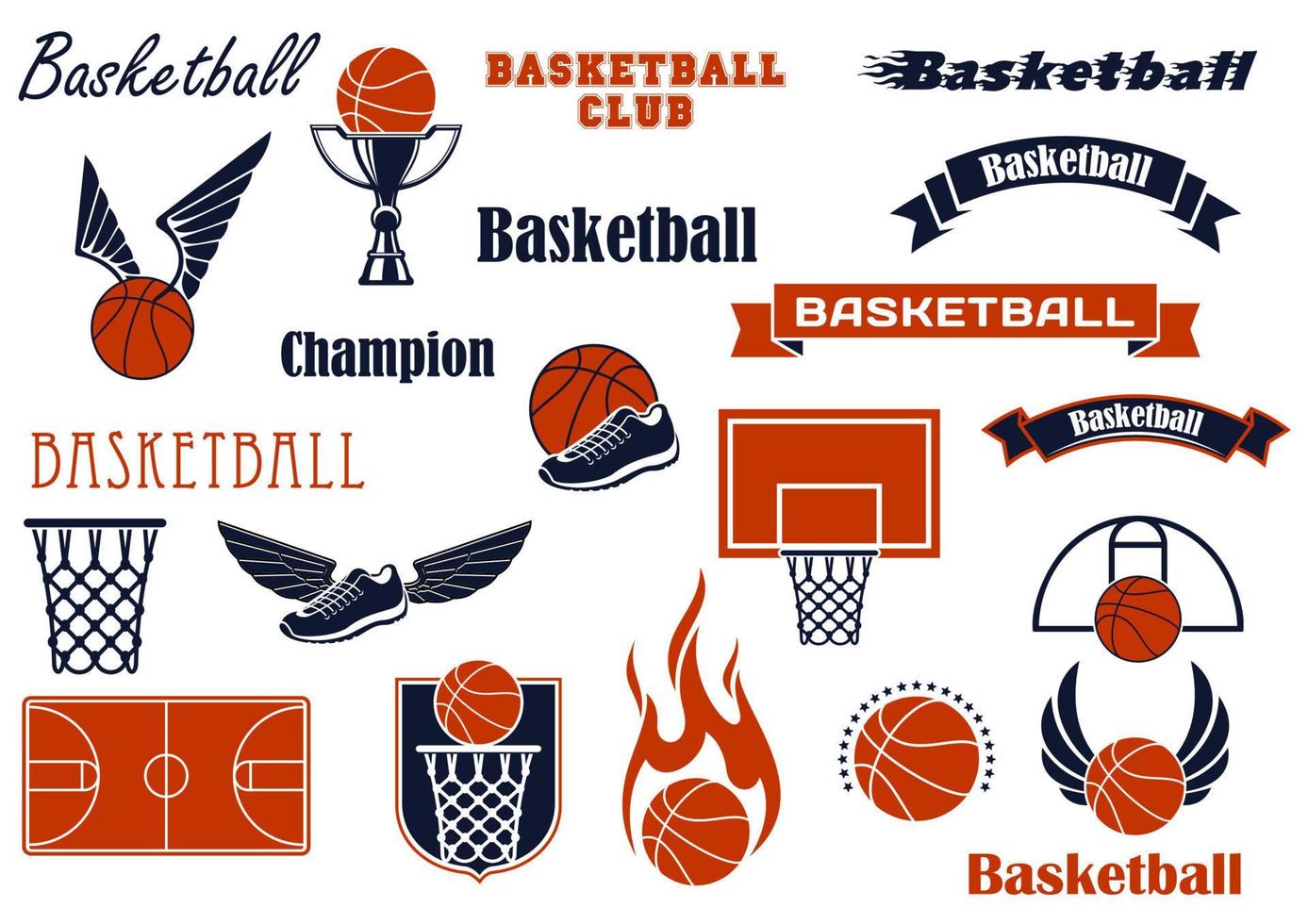 basketbal sport spel en ontwerp elementen vector