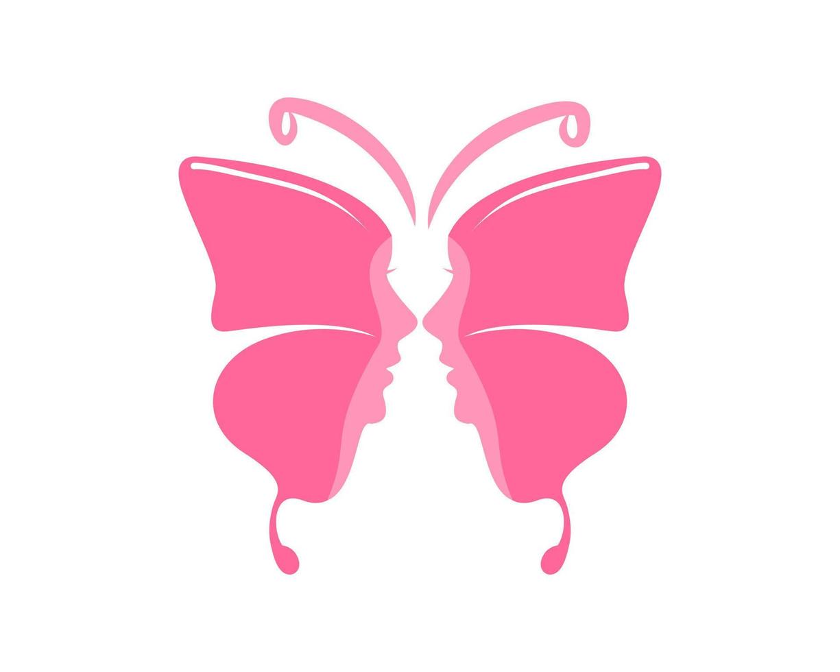 roze vlinder met gezicht binnen vector
