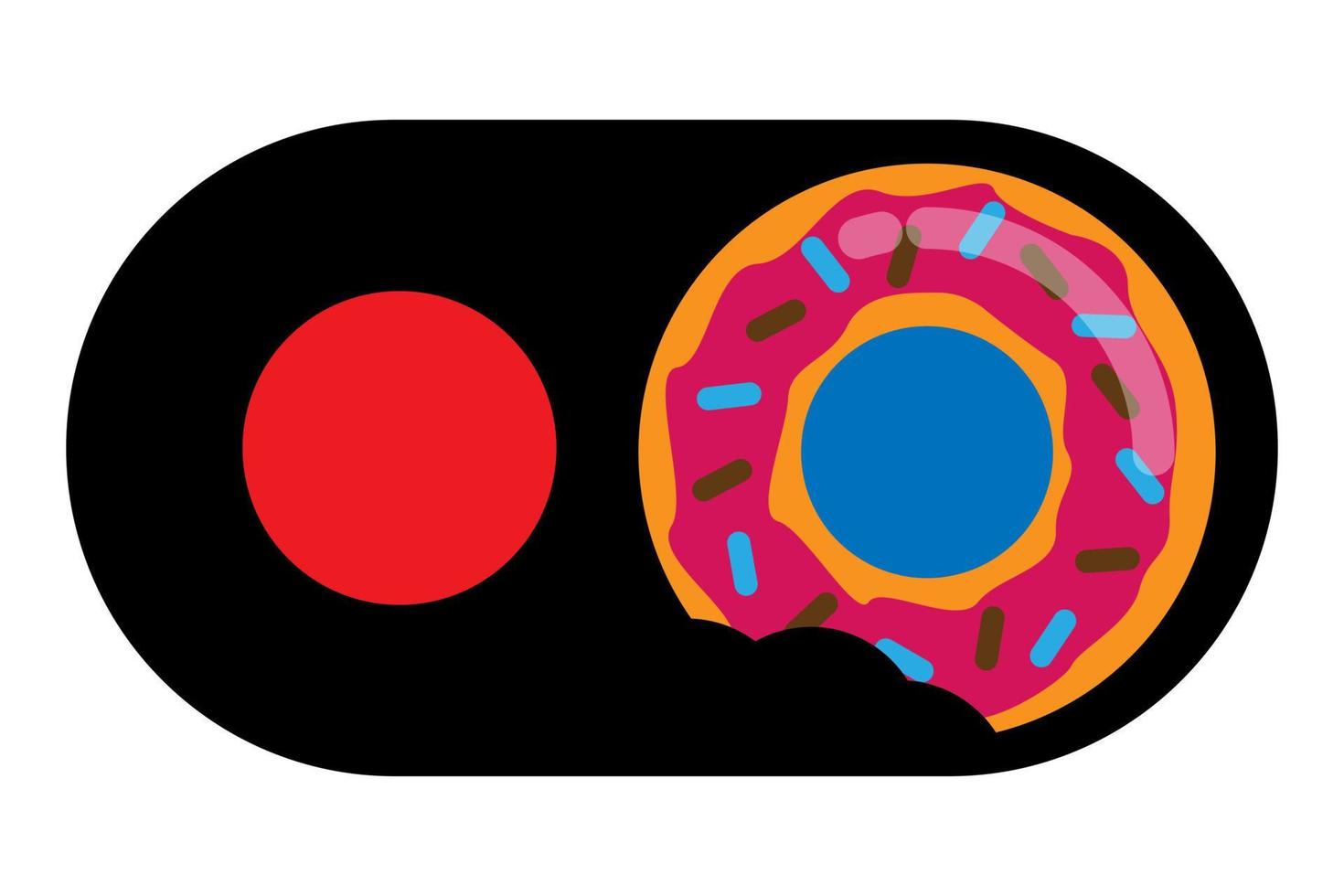 Aan uit knop met donut beet vector