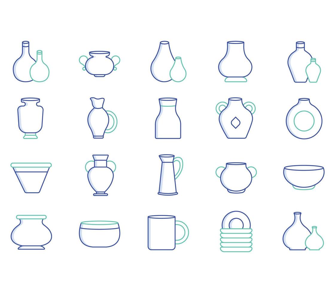 verscheidenheid van water pot illustratie reeks vector