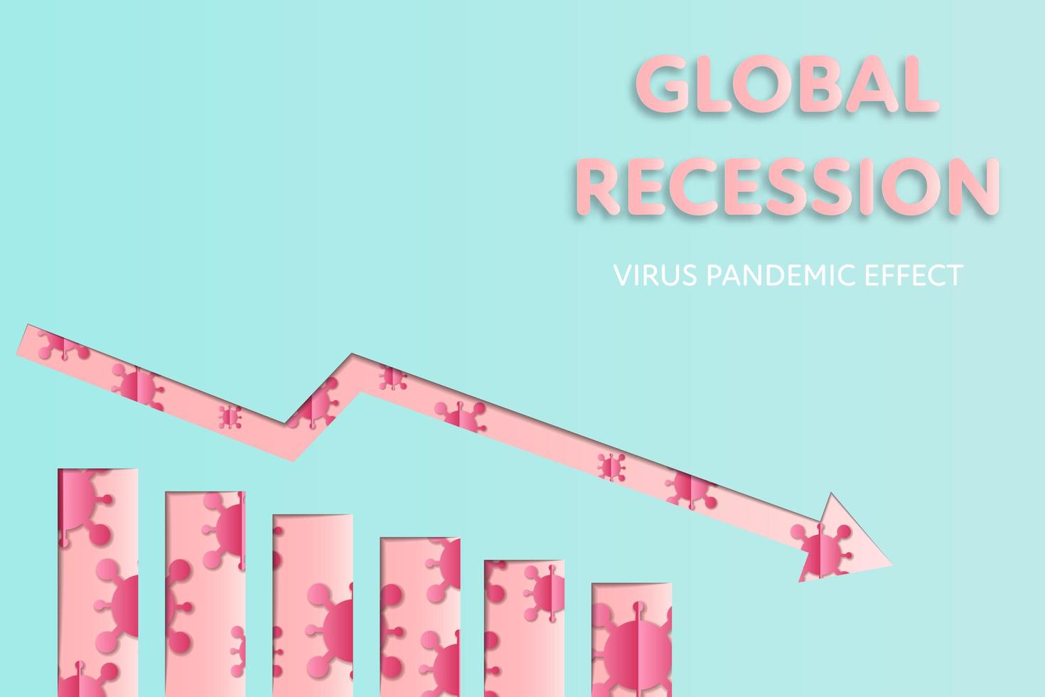 wereldwijde economie recessie grafiek met coronaviruspatroon vector