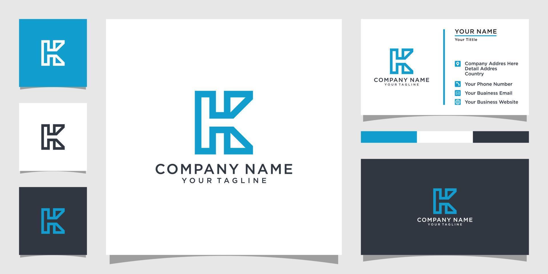 kh of hk brief logo ontwerp vector sjabloon