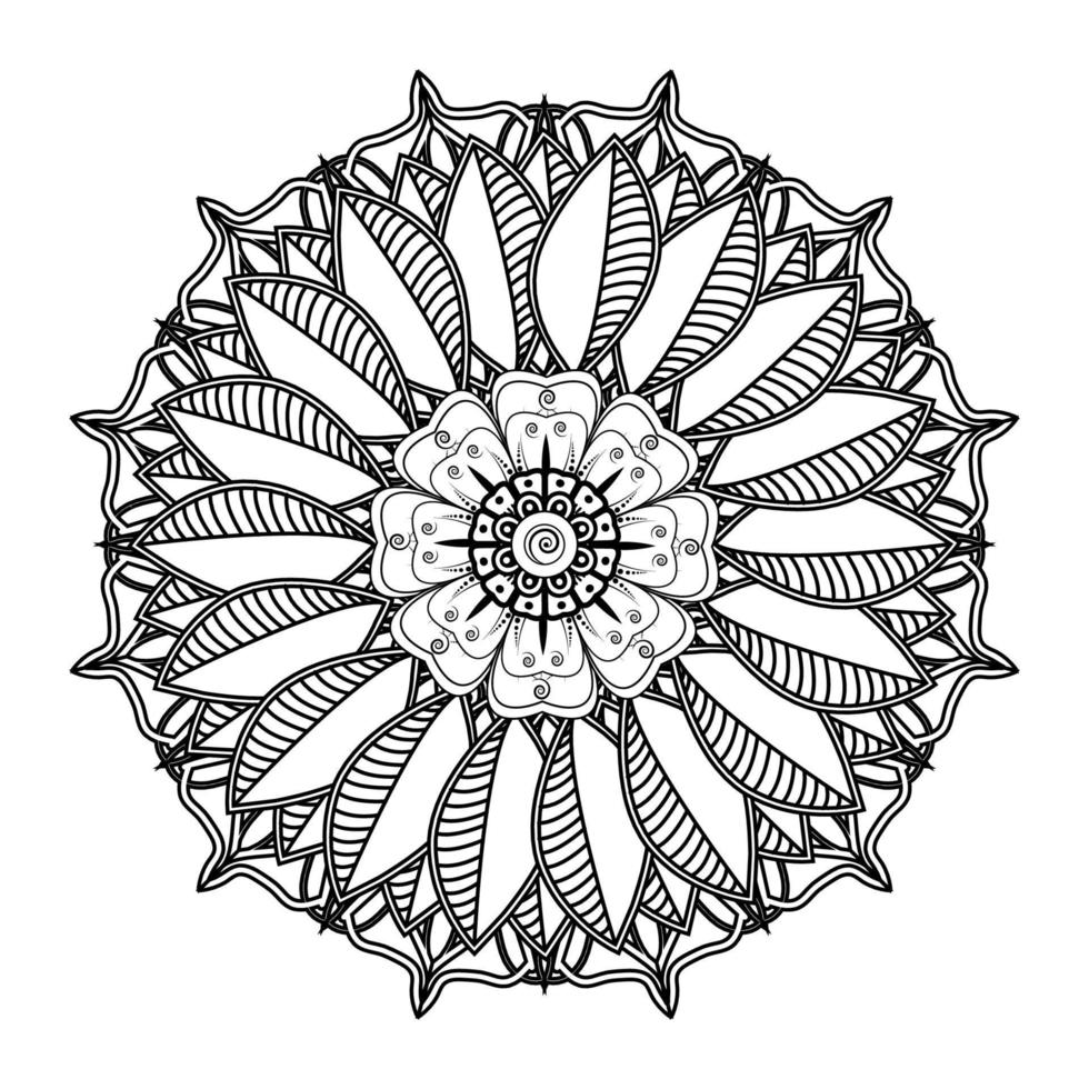 cirkelvormig patroon in de vorm van mandala voor henna, mehndi, tatoeage, decoratie. decoratief ornament in etnische oosterse stijl. kleurboek pagina. vector