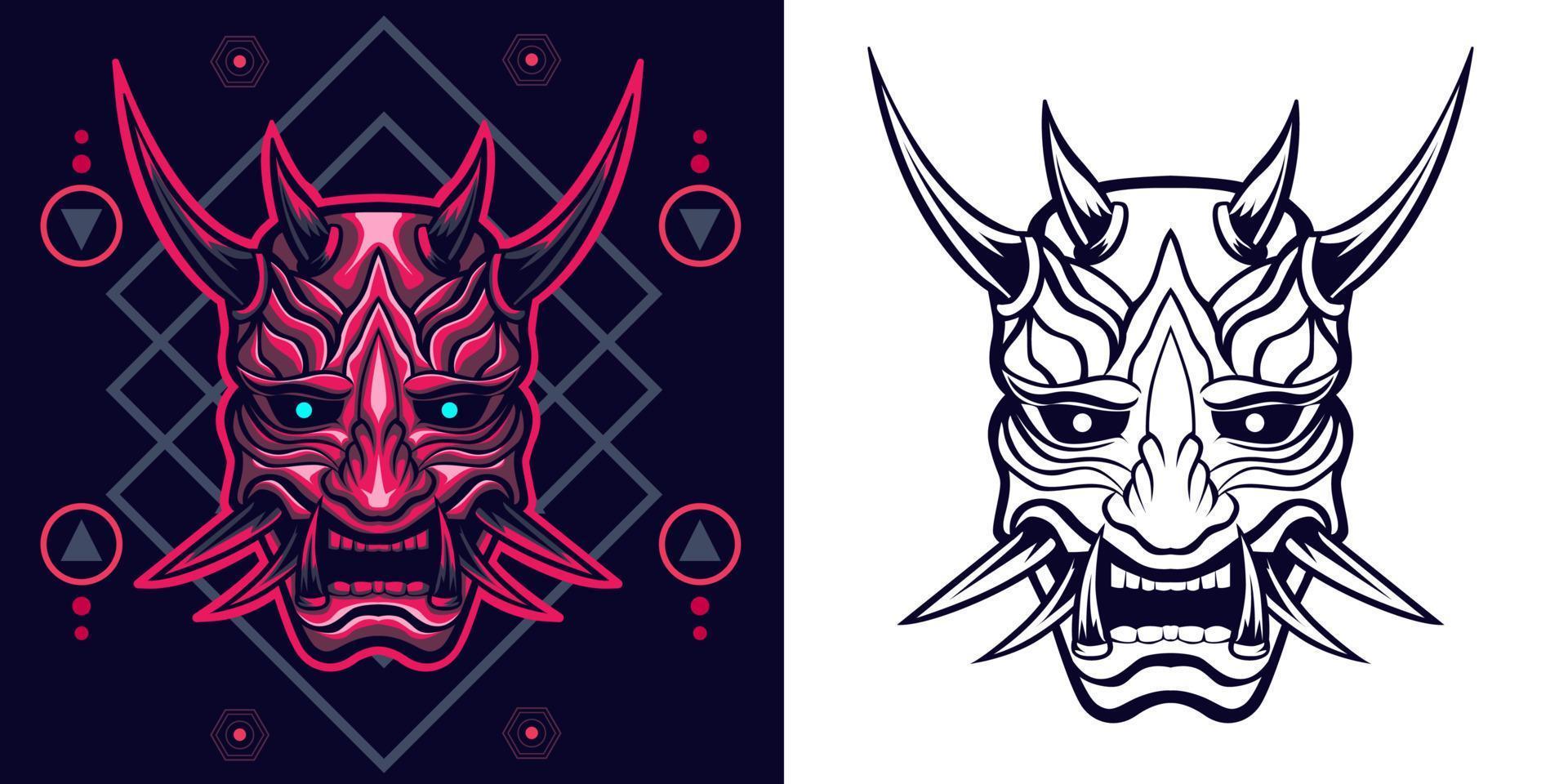 oni masker Japans masker heilig geometrie vector