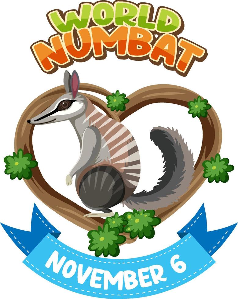 wereld numbat dag banier logo vector