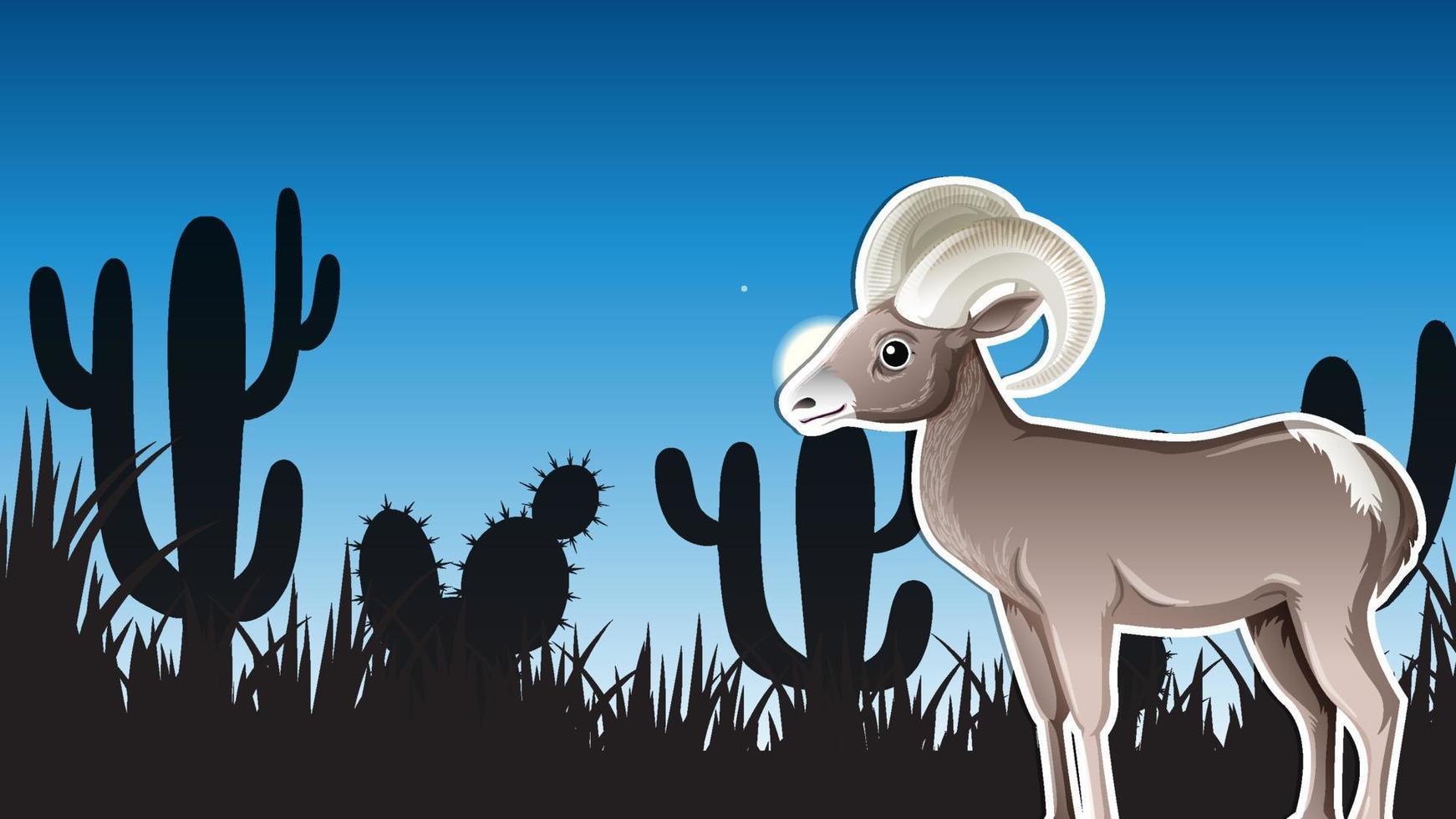 groot toeter schapen in silhouet woestijn vector