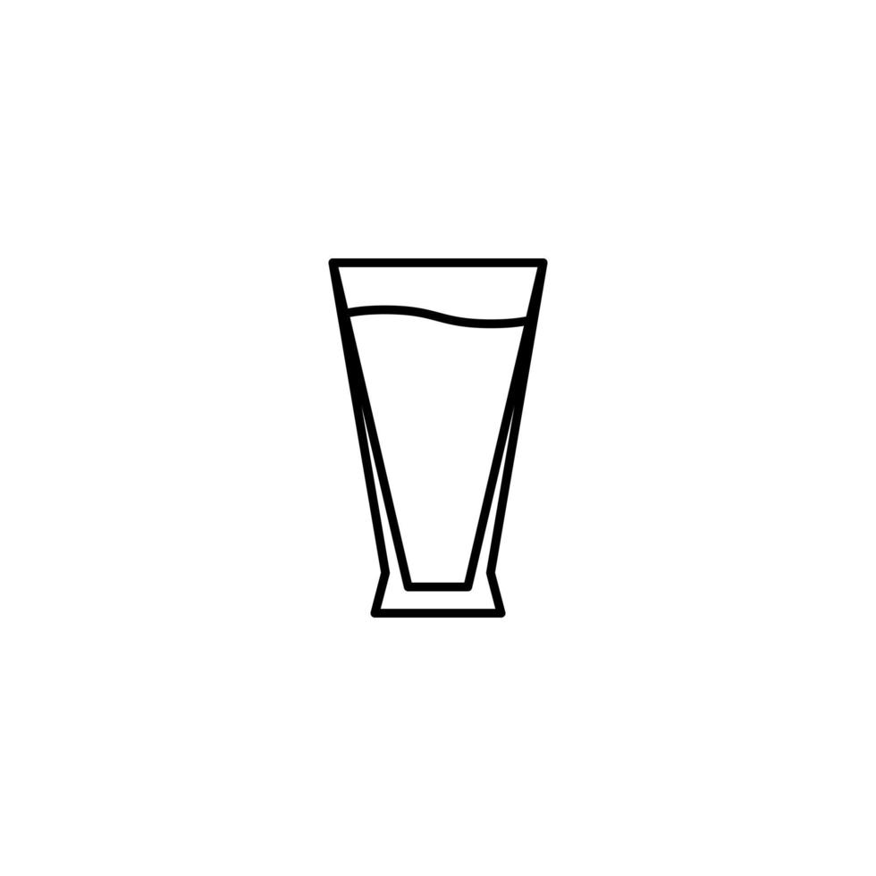 pilsener of bier glas icoon met vol gevulde met water Aan wit achtergrond. gemakkelijk, lijn, silhouet en schoon stijl. zwart en wit. geschikt voor symbool, teken, icoon of logo vector