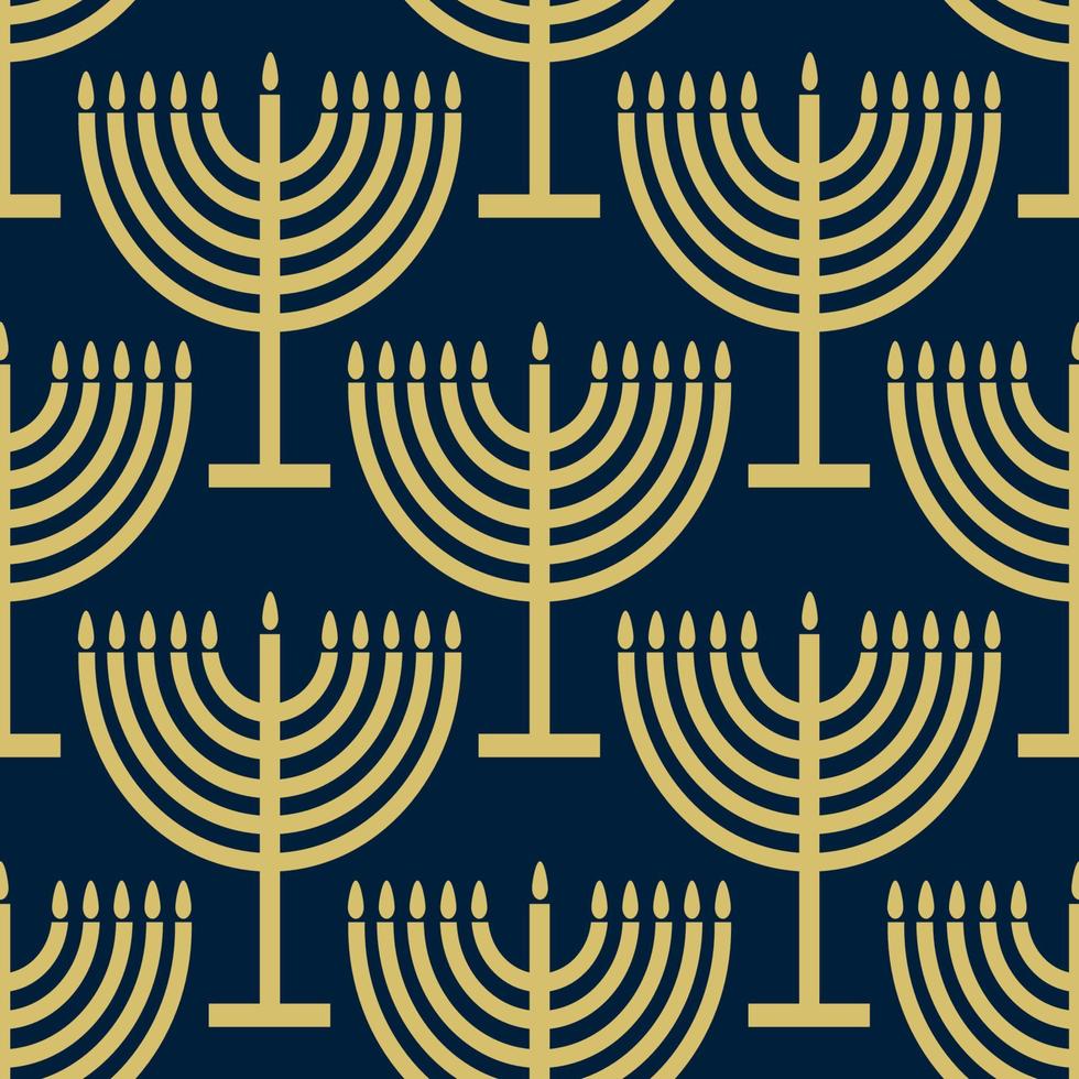 naadloos patroon met goud symbolen Aan blauw kleur achtergrond voor Chanoeka Joods vakantie vector