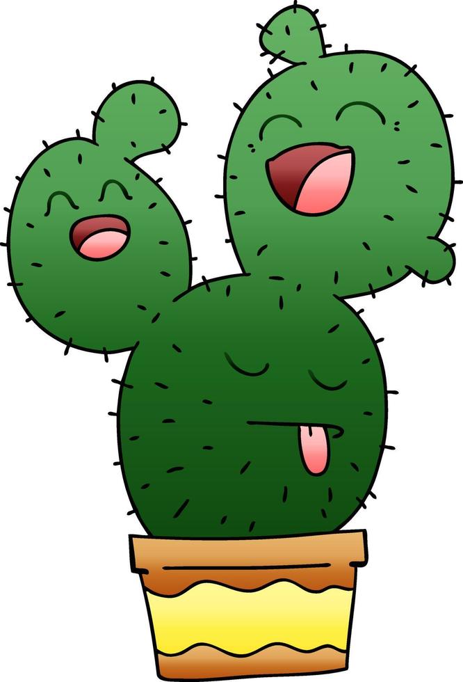 eigenzinnige cartooncactus met kleurovergang vector