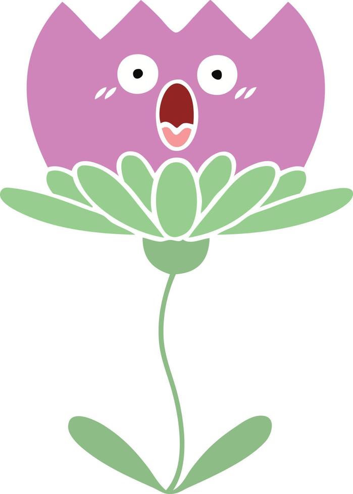 platte kleur retro cartoon bloem vector