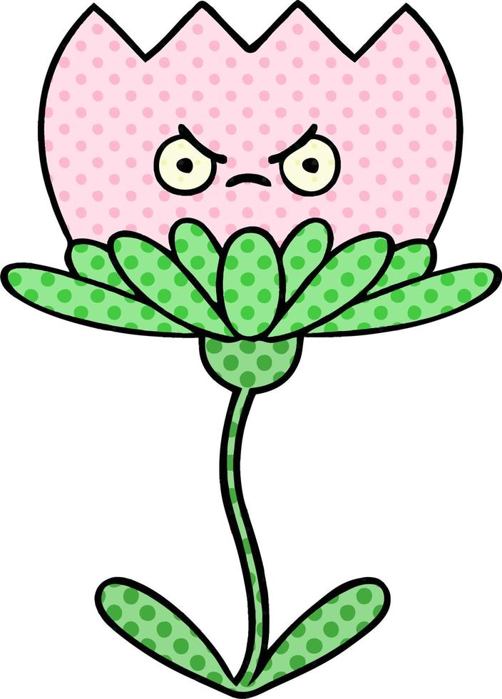 cartoon bloem in stripboekstijl vector