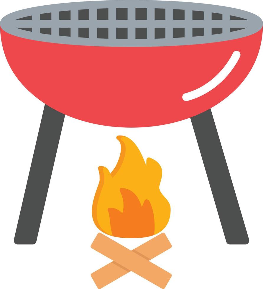 BBQ-grill platte pictogram vector