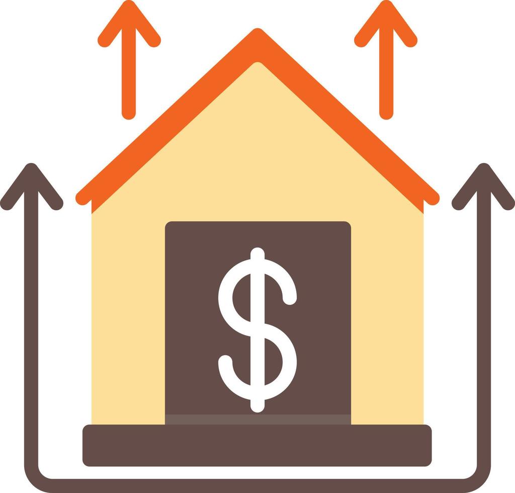 huis prijzen groeit vlak icoon vector