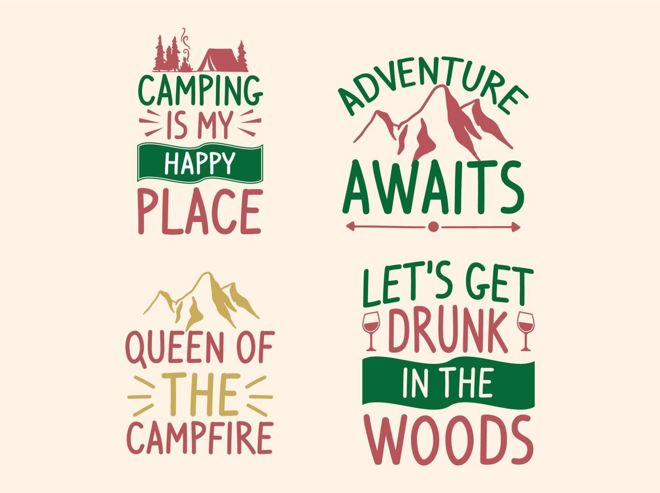 reeks van camping t-shirt ontwerp vector