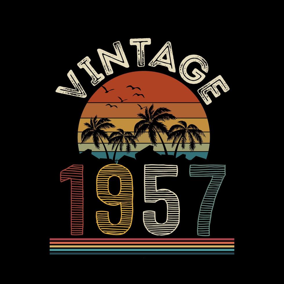 1957 vintage retro t-shirtontwerp, vector, zwarte achtergrond vector