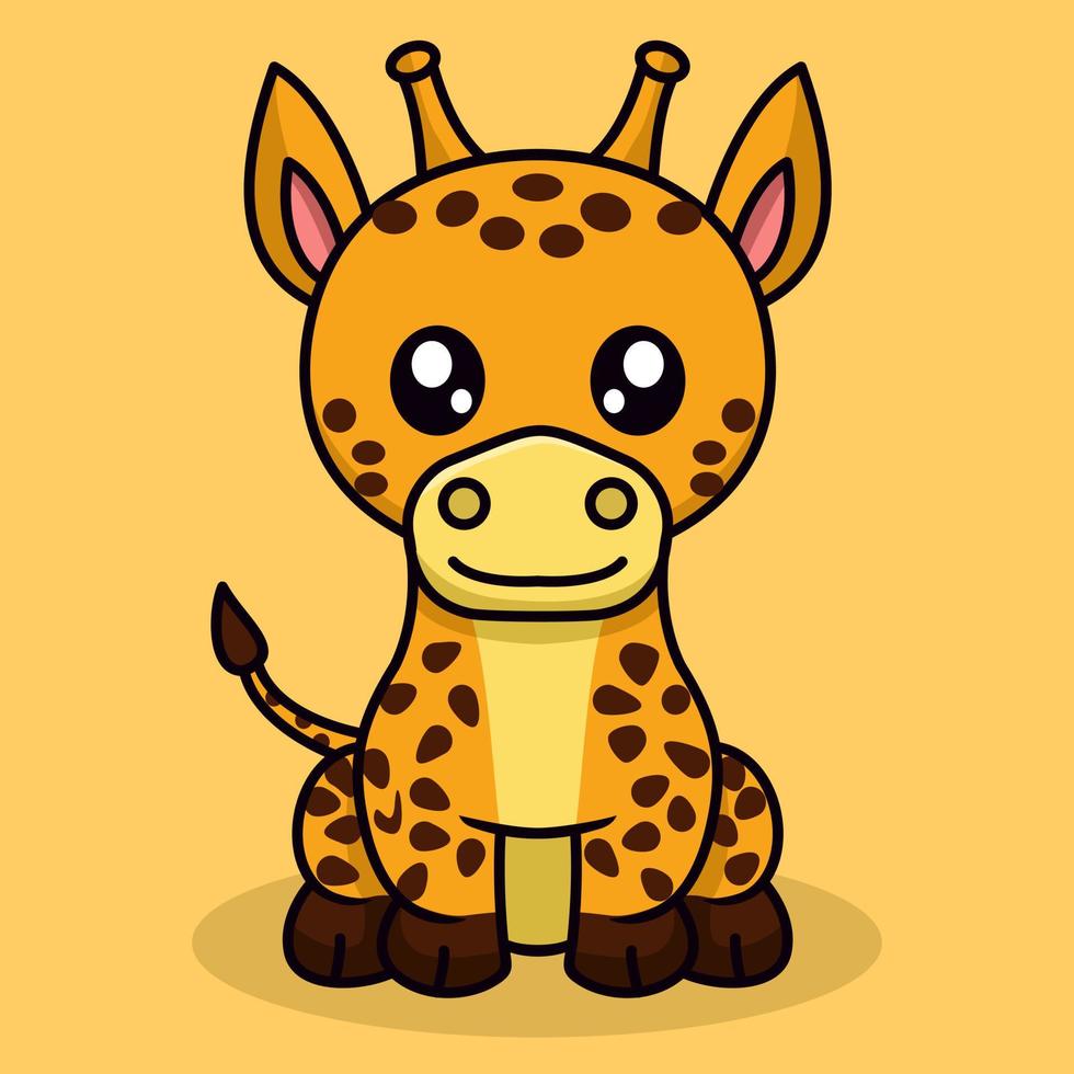 vector illustratie van schattig giraffe en chibi dier